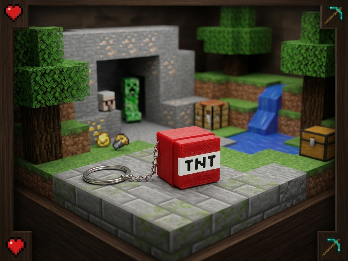 Minecraft TNT Anahtarlık